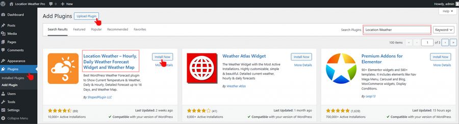 Install Location Weather