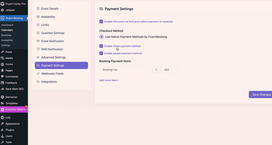 Payment setting