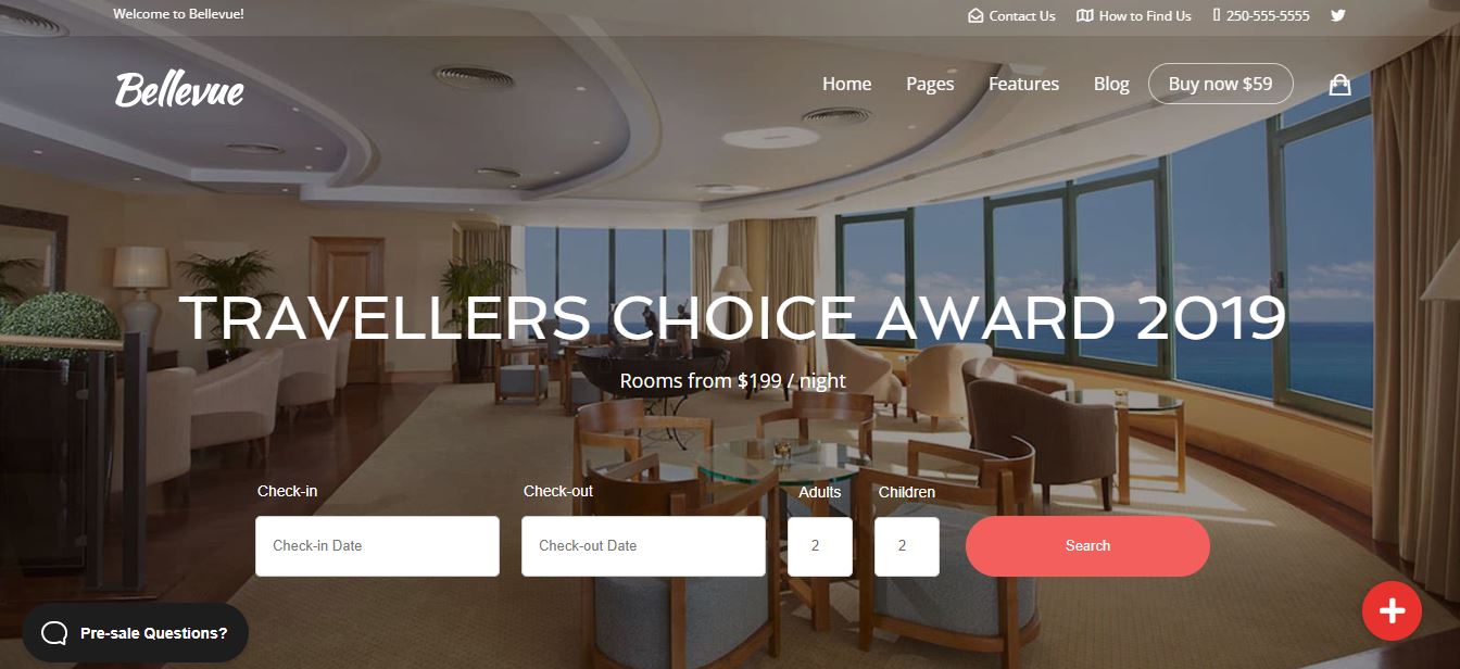 bellevue hotel booking wordpress theme