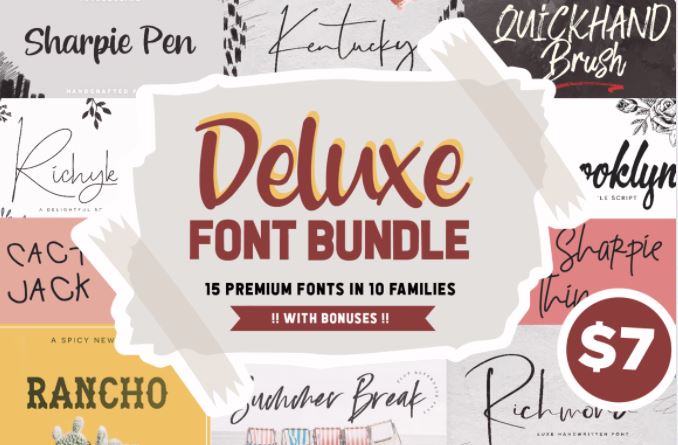 Weekly Deals: Deluxe Font Bundle of 10 Premium Font Families – only $7!