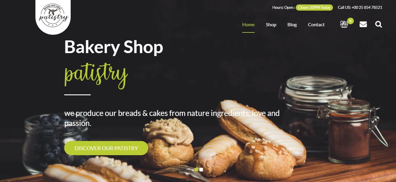 patistry wordpress food blog theme