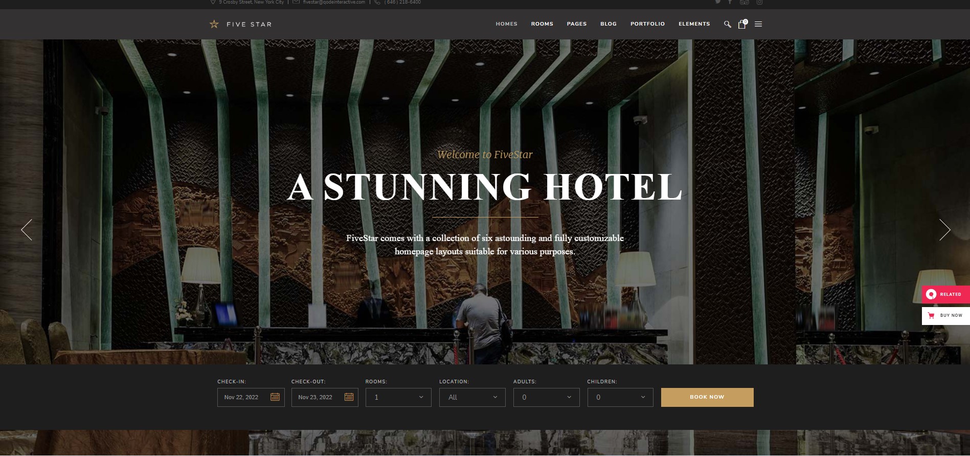 fivestar - pro version of a hotel wordpress theme 