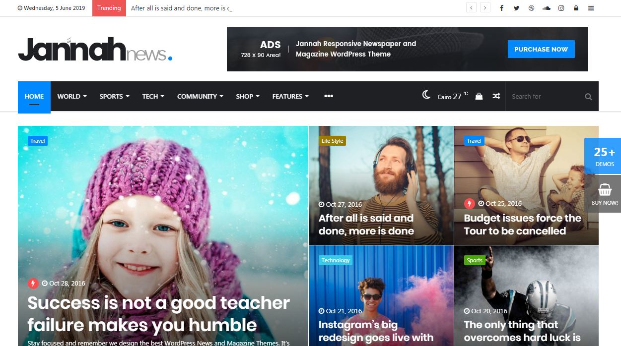 jannah a modern and trending theme in many magazine wordpress themes