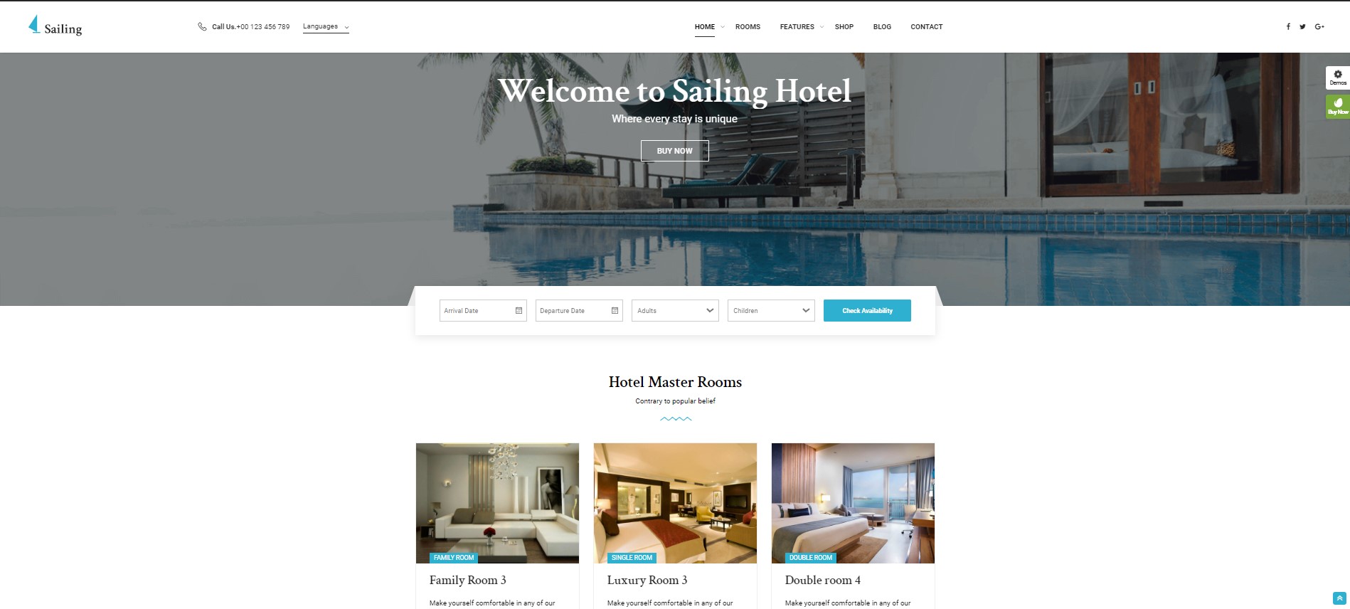 sailing hotel wordpress theme