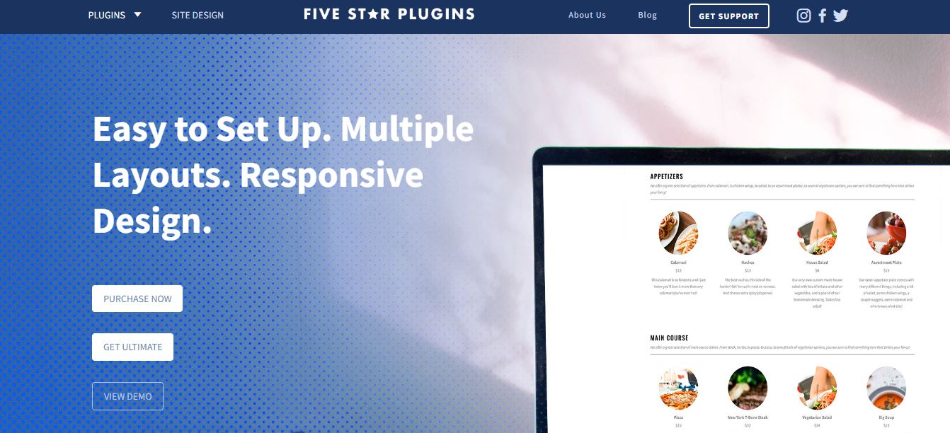 Five Star Restaurant Menu Plugin