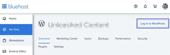 Bluehost WordPress Login