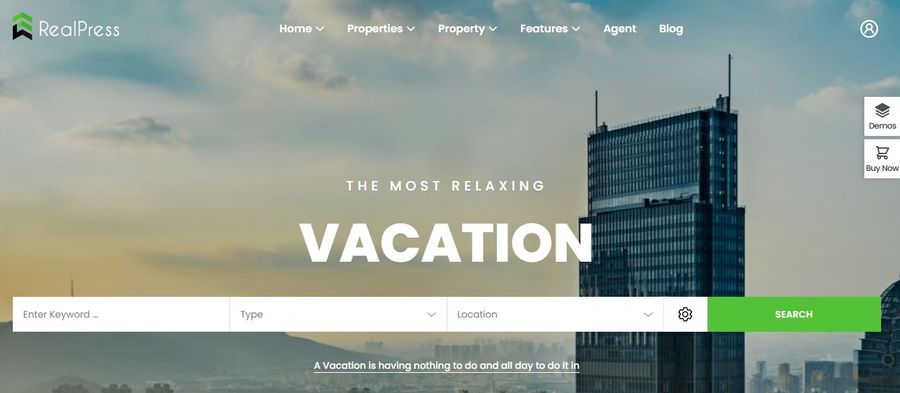 RealPress Vacation Rental WordPress Theme