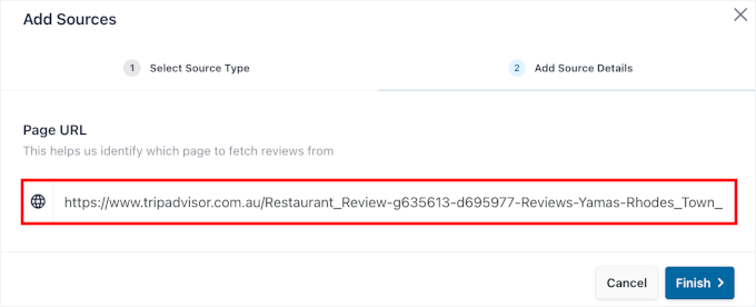Reviews Feed Add Source TripAdvisor
