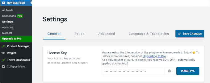 Reviews Feed Pro License